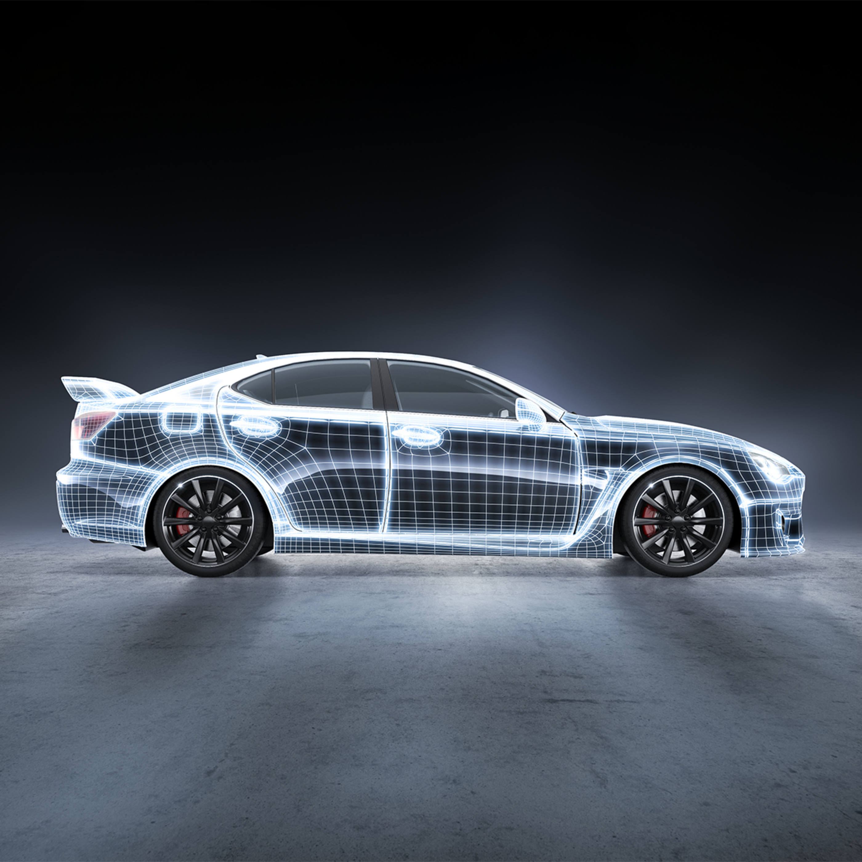 Genieric Car with glowing wireframe